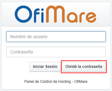 Panel olvido contraseña